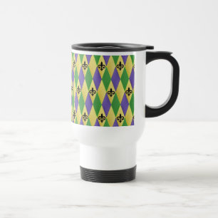 Caneca Térmica Mardi Gras Harlequin Fleur De Lis