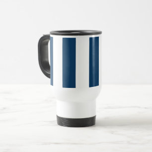 Caneca Térmica Marinho Blue Stripes, White Stripes, Padrão Stripe