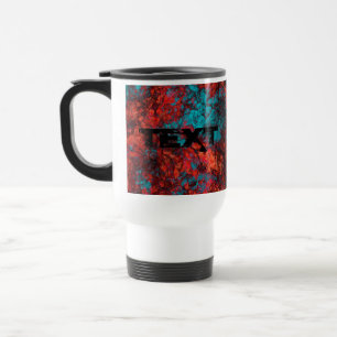Caneca Térmica Marinho de mármore texturizado abstrato laranja e