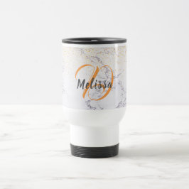 Caneca Térmica Mármaco branco Elegante e monograma de mama