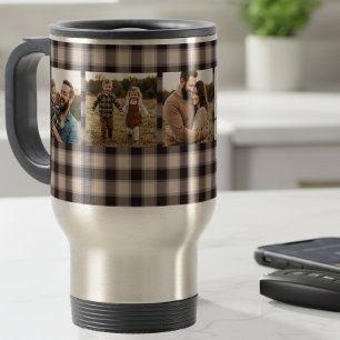 Caneca Térmica Marrom Rústico Plaid Búfalo Família Homem 5 Fotos