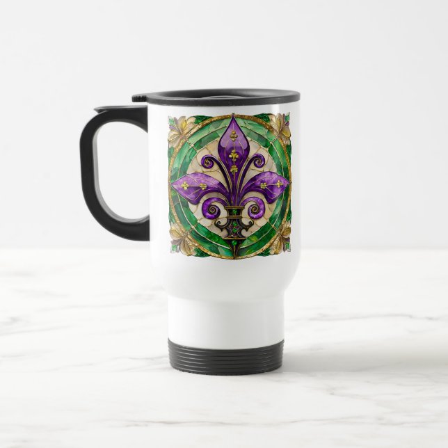 Caneca Térmica Máscara de Carnaval Vidro Fleur de lis  (Esquerda)