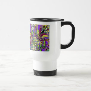 Caneca Térmica Máscaras de penas do Mardi Gras Psychedelic