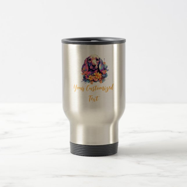 Caneca Térmica Matizes florescentes em torno de Dachshund Charm (Centro)