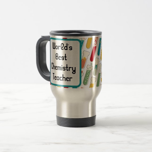 Caneca Térmica Meio século Moderno de Teste de Química - Tiras do (Frente Esquerda)
