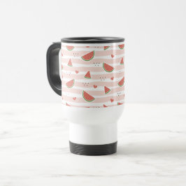 Caneca Térmica Melancias vermelhas, Corações, Stripes, Padrão de 
