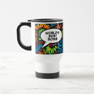 Caneca Térmica Melhor Chefe do Mundo Quadrinho Moderno Divertido 