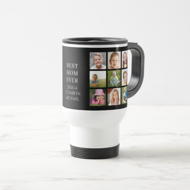Caneca Térmica Melhor Colagem de Fotos da Mamãe (Frente Esquerda)