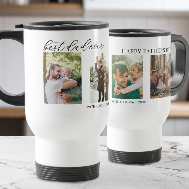 Caneca Térmica Melhor Colagem de Fotos do Dia de os pais 4 (Criador carregado)