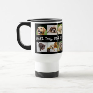 Caneca Térmica Melhor Colagem de Fotos do Pai de Cão em Preto e 