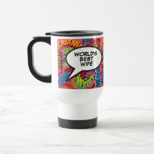 Caneca Térmica Melhor Esposa do Mundo Diversão Arte Pop de Quadri