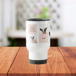Caneca Térmica Melhor Mãe de Cachorro | Foto de Colagem | Rosa Pa