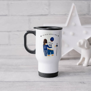 Caneca Térmica Melhor mãe de hóquei   Blue & Orange Monograma Jer