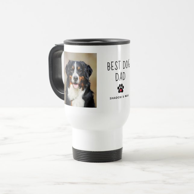 Caneca Térmica Melhor Pai de Cachorro | Duas Fotografias com Café (Frente Esquerda)