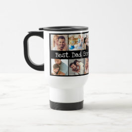 Caneca Térmica Melhor Pai de Colagem de Fotos Nunca em Preto e Br