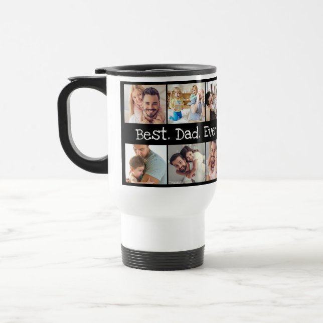 Caneca Térmica Melhor Pai de Colagem de Fotos Nunca em Preto e Br (Esquerda)