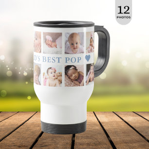 Caneca Térmica Melhor Pop do Mundo de Colagem de Fotografias do M