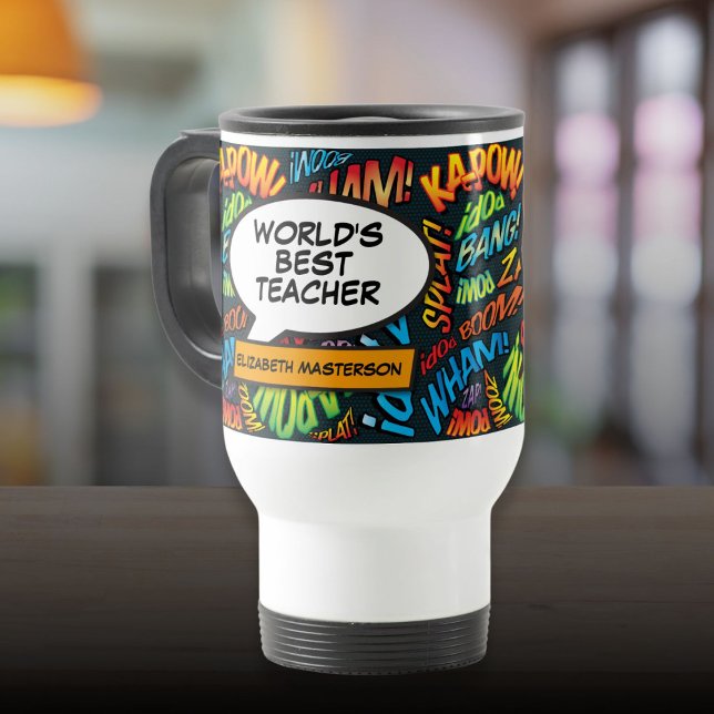 Caneca Térmica Melhor Professora, Diversão De BD (Best Teacher Appreciation Fun Comic Book Travel Mug)