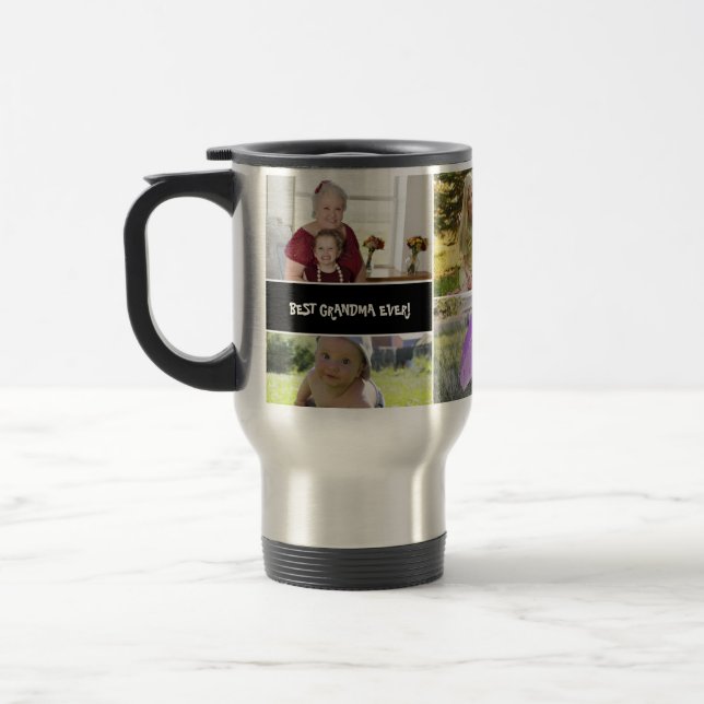 Caneca Térmica Melhor vovó colagem personalizada de fotos (Esquerda)