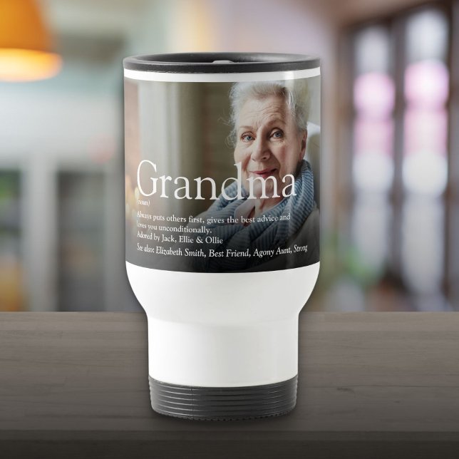 Caneca Térmica Melhor Vovó De Sempre, Foto De Definição Da Avó (Best Ever Grandma, Grandmother Definition Photo Travel Mug)