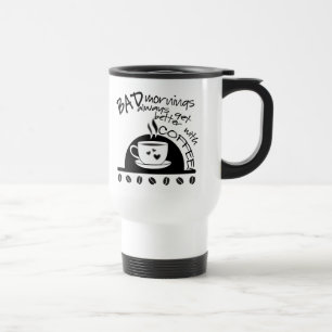 Caneca Térmica Melhores manhãs com tipografia do preto do café