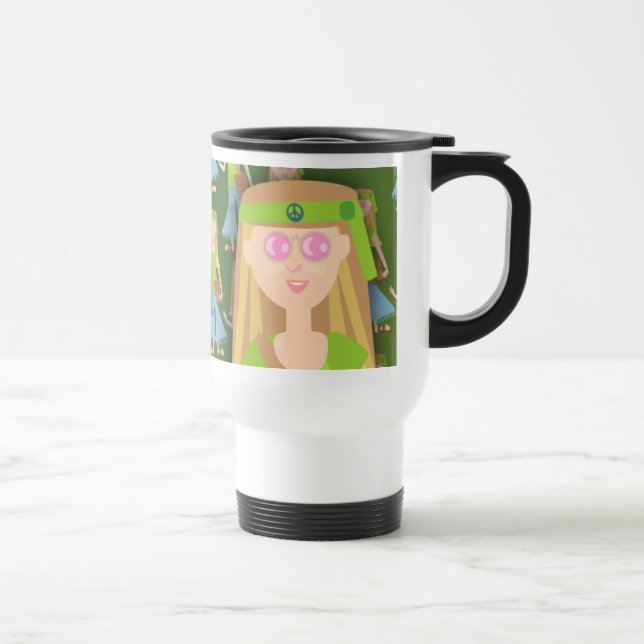 Caneca Térmica Menina de Hippie Bonita Deluxe Padrão de Diversão  (Direita)