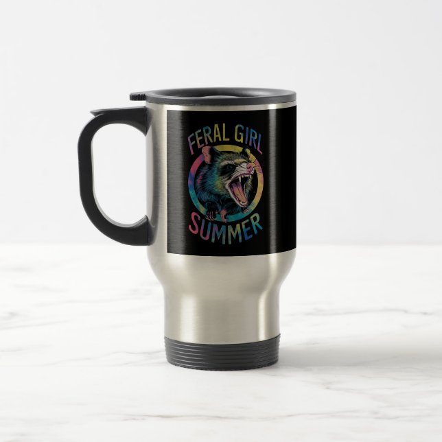 Caneca Térmica Menina Feral Verão Gambá Tie Dye Mapache (Esquerda)