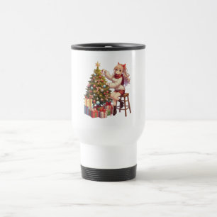 Caneca Térmica Menina fofa de anime aparando a árvore