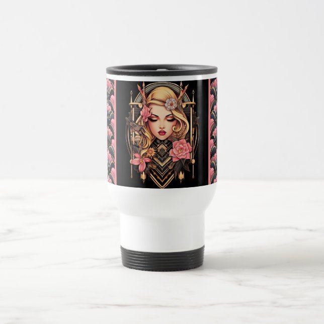Caneca Térmica Menina Negra e Lata Rosa Elegante (Centro)
