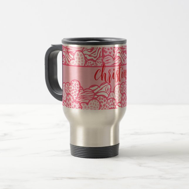 Caneca Térmica Menino Pintado, Cor-de-Impressão, Cor-de-Rosa (Frente Esquerda)