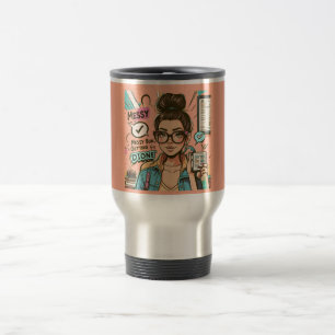 Caneca Térmica Mensagem Bun, Fazer Coisas - Cartoon Chefe Babe