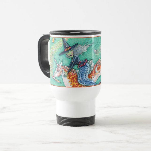 CANECA TÉRMICA MERMAID WITCH, HALLOWEEN MERHORSE VIAGEM AO TRABAL (Frente Esquerda)