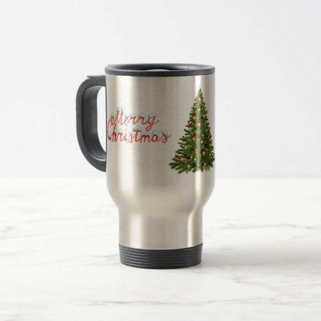 Caneca Térmica Merry Christmas Tree Travel Commuter Coffee Mug (Frente Esquerda)