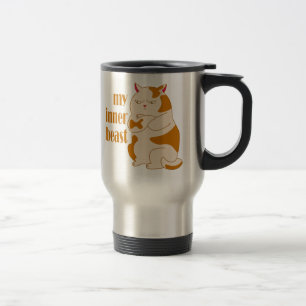 Caneca Térmica Minha citação motivadora de gato preguiçoso e gord