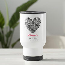 Minimalist Heart Fingerprint Personalized Name 