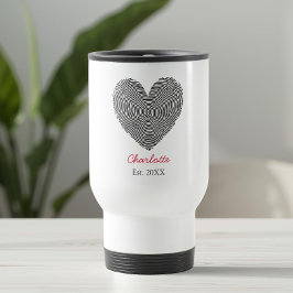 Caneca Térmica Minimalist Heart Fingerprint Personalized Name 