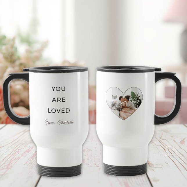 Caneca Térmica Minimalist You Are Loved Valentine Travel Mug (Criador carregado)