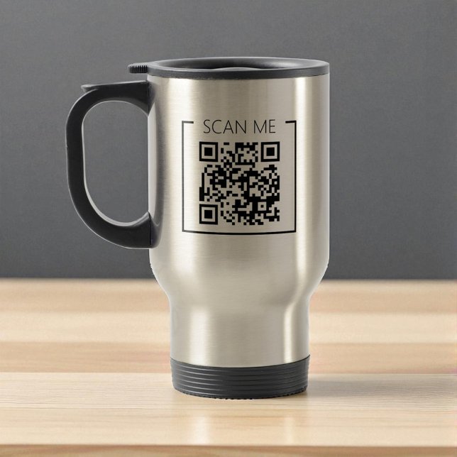 Caneca Térmica Minimalista Códigos QR Scan Me Negócios (Criador carregado)