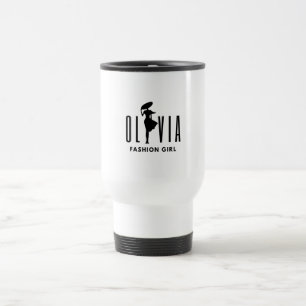 Caneca Térmica moça de moda sombra olivia negra e belo dom luxo