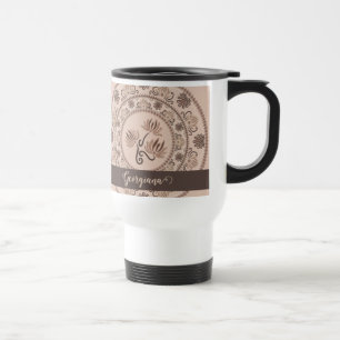 Caneca Térmica Mocha Rococo de Revival Personalizado Dot Mandala