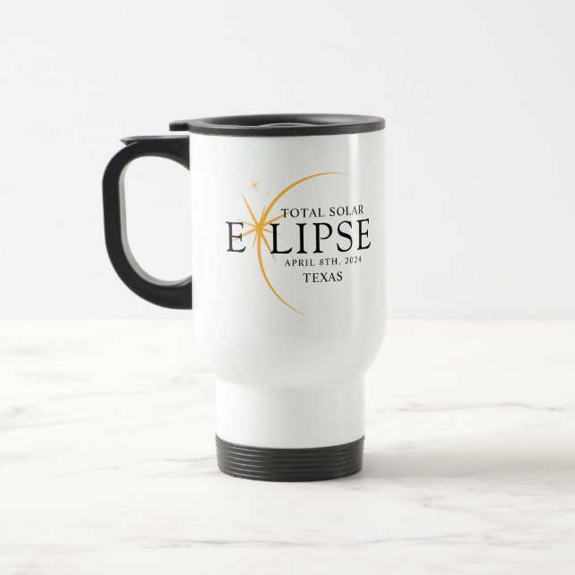 Caneca Térmica Modern Black & Dourado 2024 Texas Total Eclipse So (Esquerda)