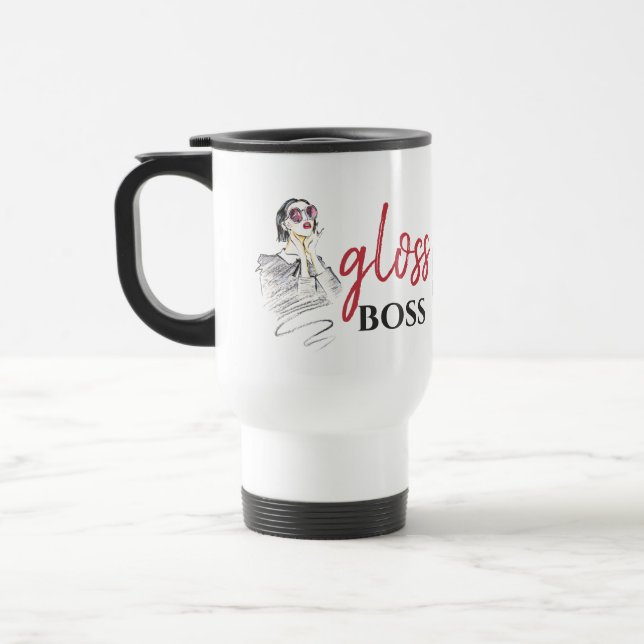Caneca Térmica Modern Gloss Boss Girl Black Red Funny Art (Esquerda)