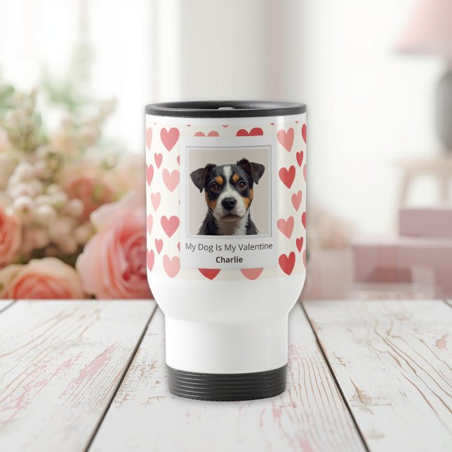 Caneca Térmica Modern Personalized Dog Valentine Travel Mug (Criador carregado)
