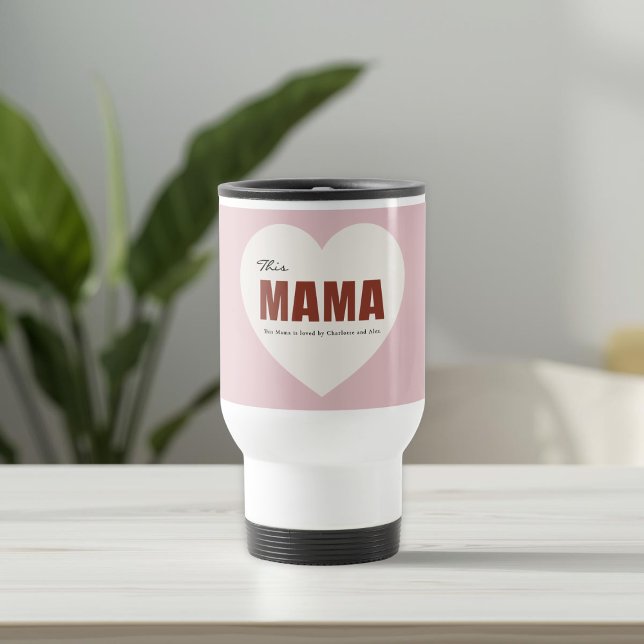 Caneca Térmica Modern Personalized Mama Heart Travel Mug (Criador carregado)