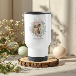 Caneca Térmica Moldura de Foto de Páscoa Elegante Desenho de Gr