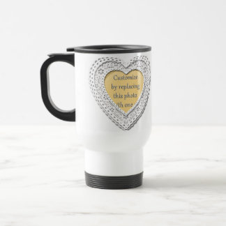 Caneca Térmica Moldura de Fotos com Coração Entrelaçado