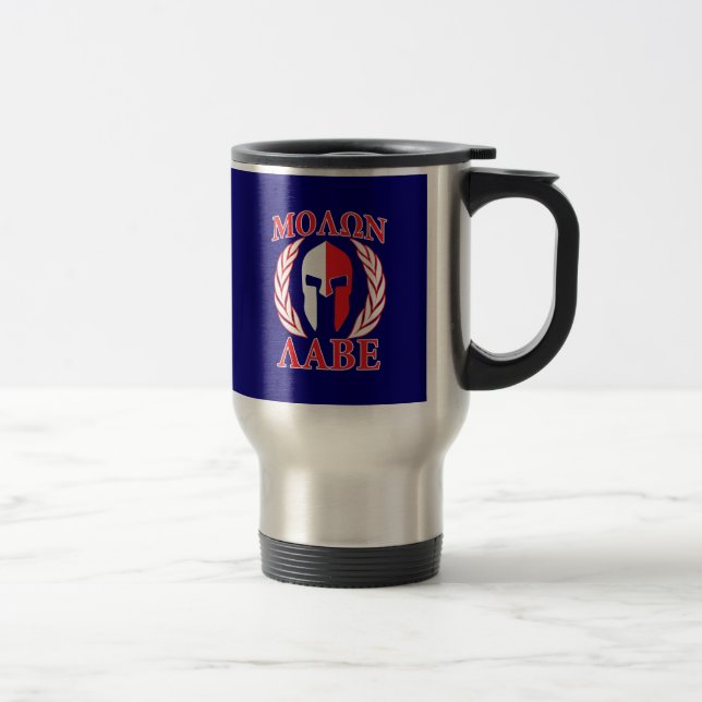 Caneca Térmica Molon Labe Spartan Mask Laurels Marinho Azul (Direita)