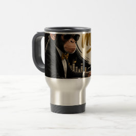 Caneca Térmica Monkey Playing Piano Music Poster – I Am Music
