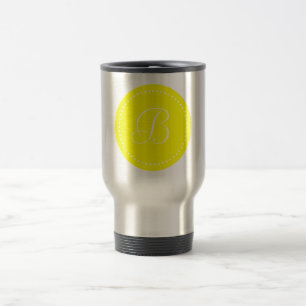 Caneca Térmica Monograma Amarelo/Branco Redondo