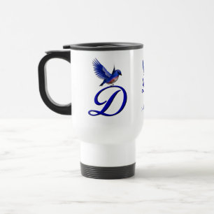Caneca Térmica Monograma Bluebird Inicial D Elegante Personalizad